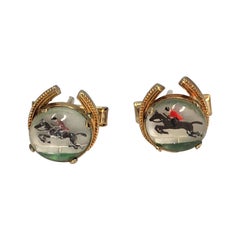 Vintage Gold Intaglio Horse Cuff Links