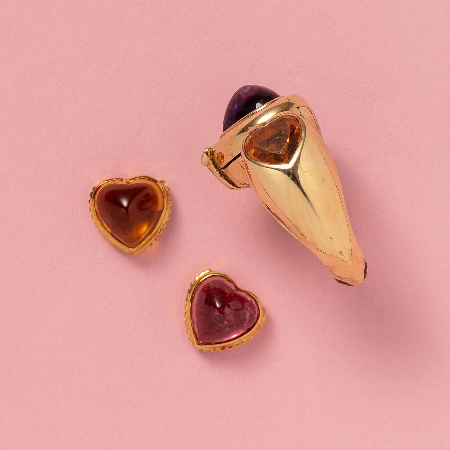 Gold Interchangeable French Heart Ring by SImon & Igal 5