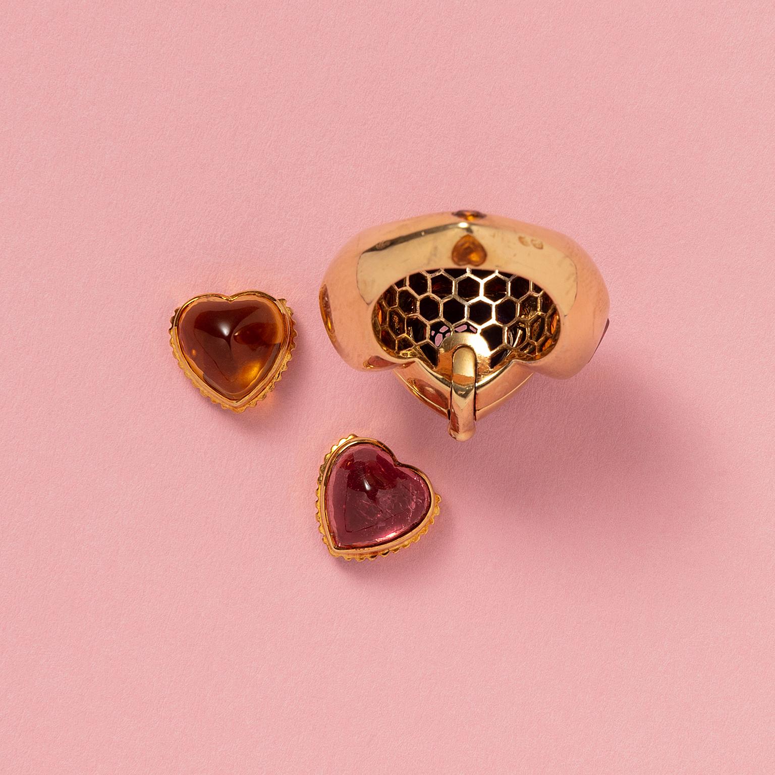 Gold Interchangeable French Heart Ring by SImon & Igal 7