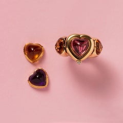Gold Interchangeable French Heart Ring by SImon & Igal