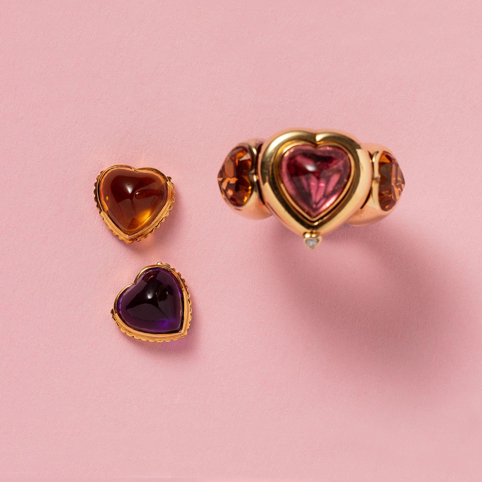 Heart Cut Gold Interchangeable French Heart Ring by SImon & Igal