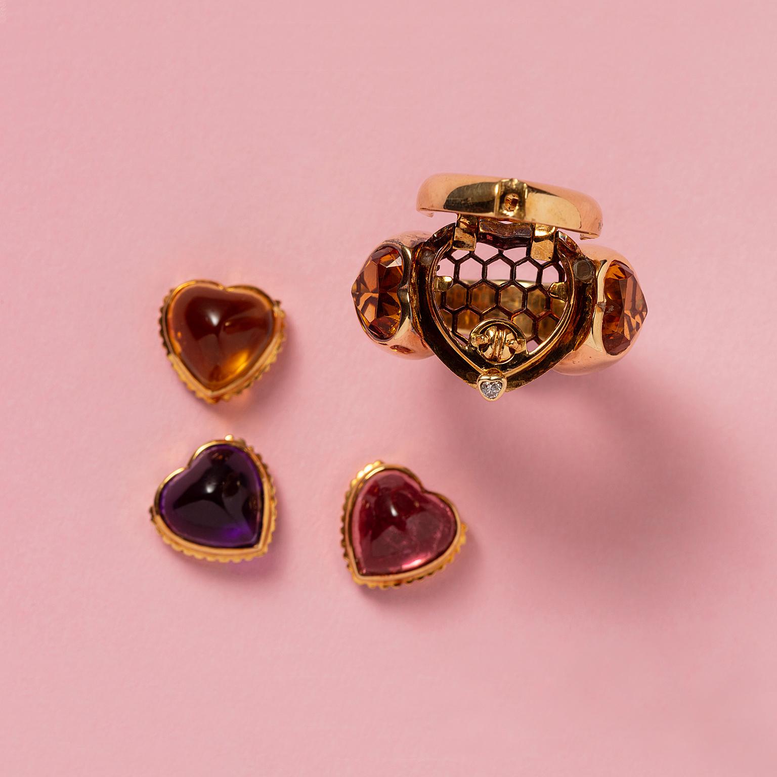 Women's or Men's Gold Interchangeable French Heart Ring by SImon & Igal