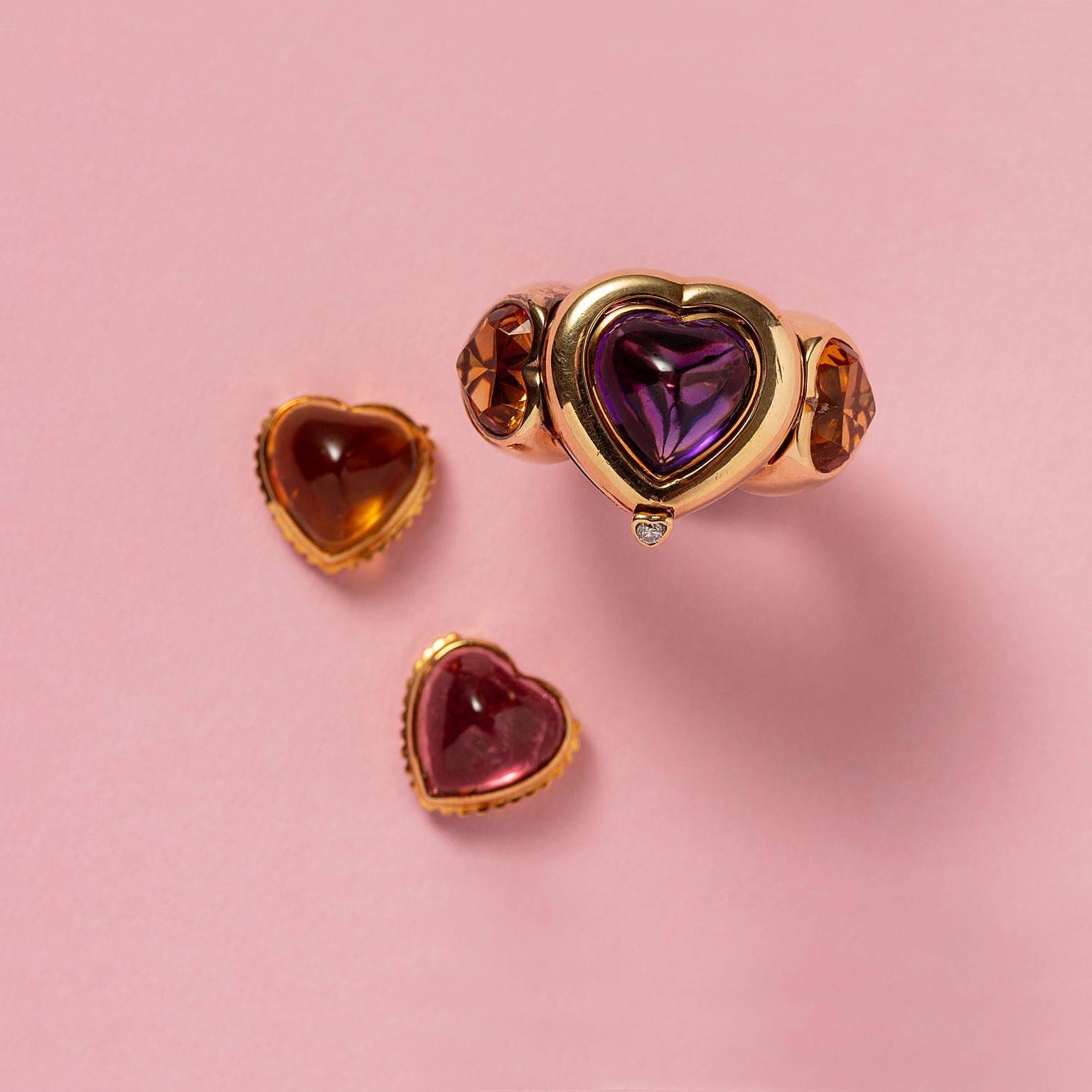 Gold Interchangeable French Heart Ring by SImon & Igal 1