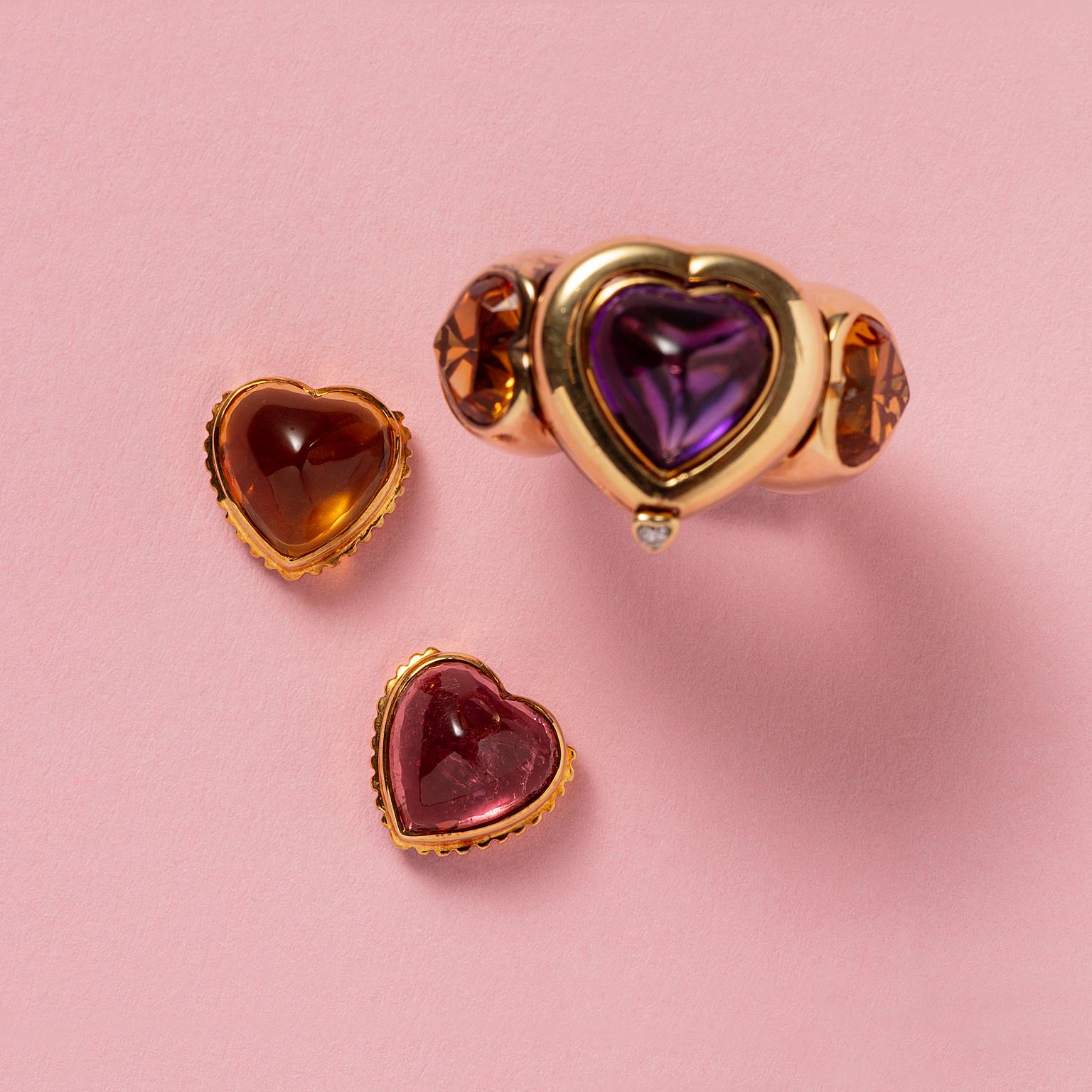 Gold Interchangeable French Heart Ring by SImon & Igal For Sale 2