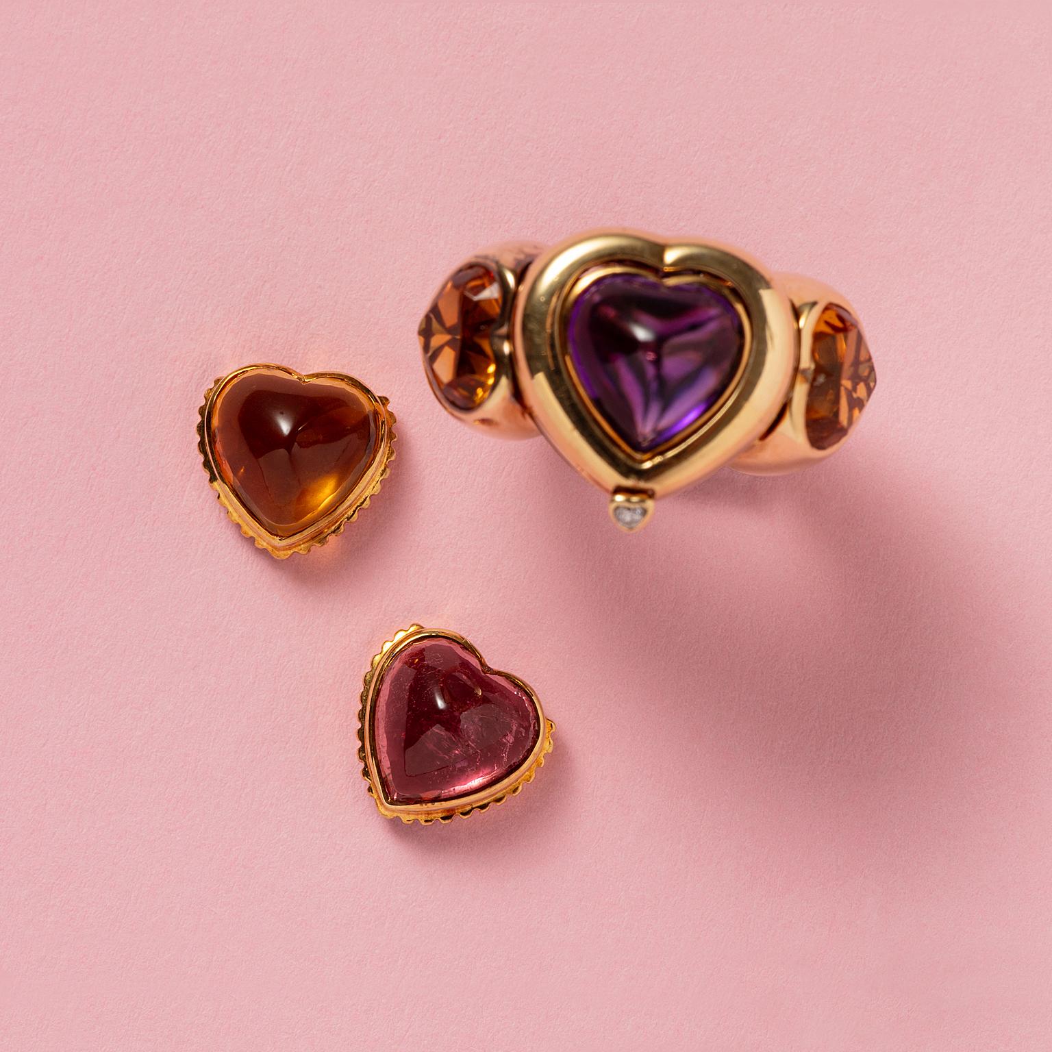 Gold Interchangeable French Heart Ring by SImon & Igal 2