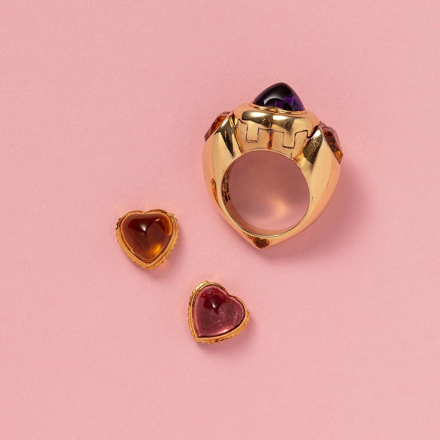 Gold Interchangeable French Heart Ring by SImon & Igal 3