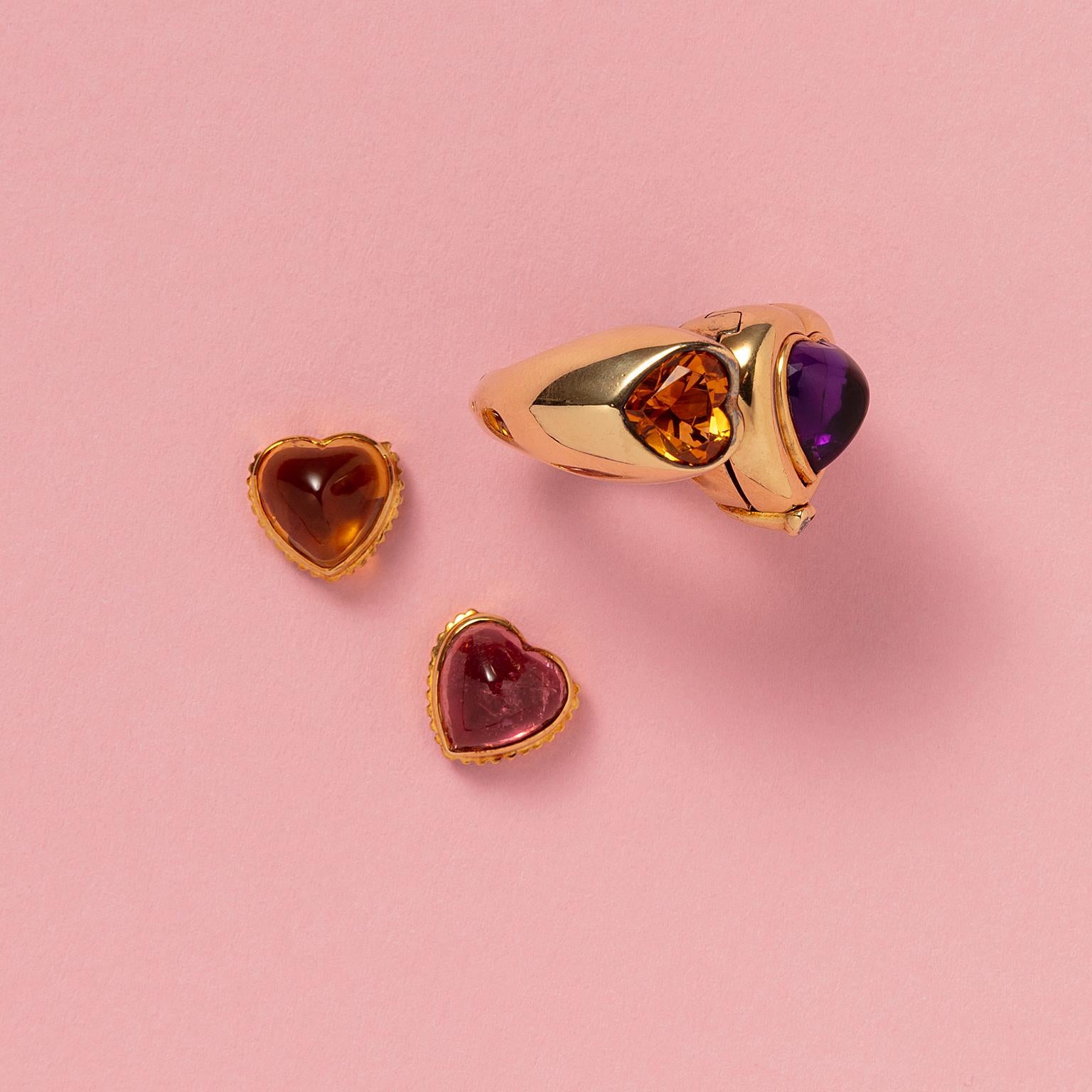 Gold Interchangeable French Heart Ring by SImon & Igal 4