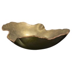 Gold Interior, Dark Grey Exterior Free Form Glass Bowl, Brazil, Contemporary