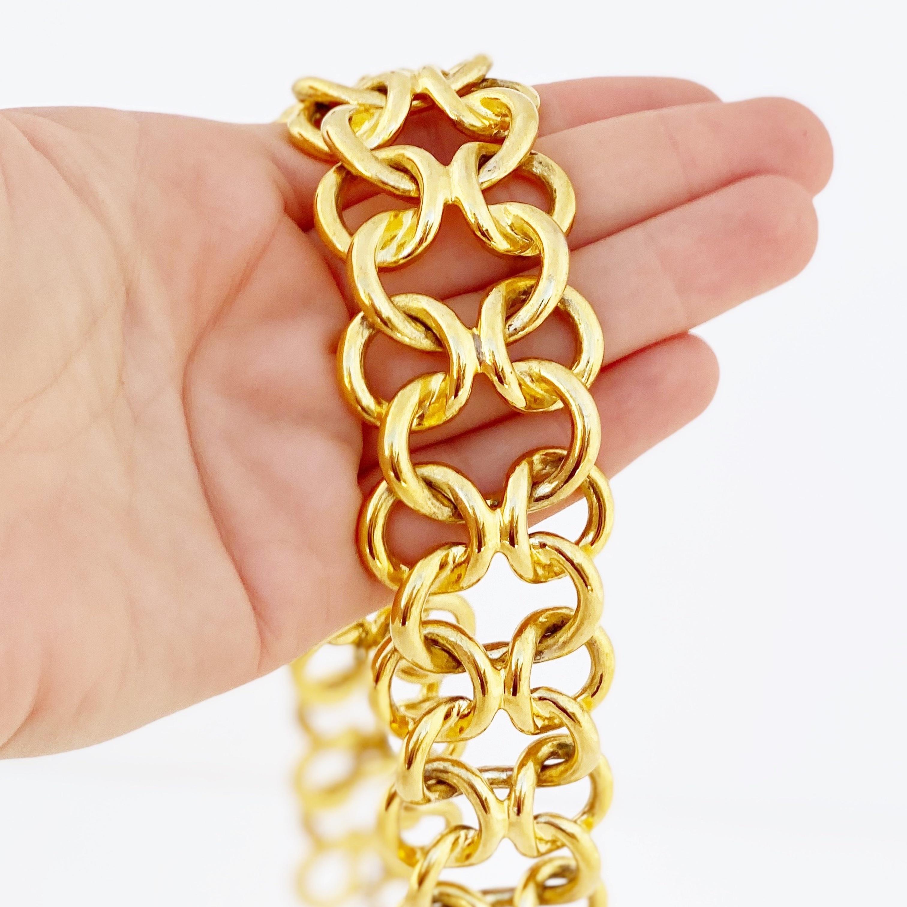 Modern Gold Interlocking Circles Link Chain Oversized Choker Necklace By Anne Klein