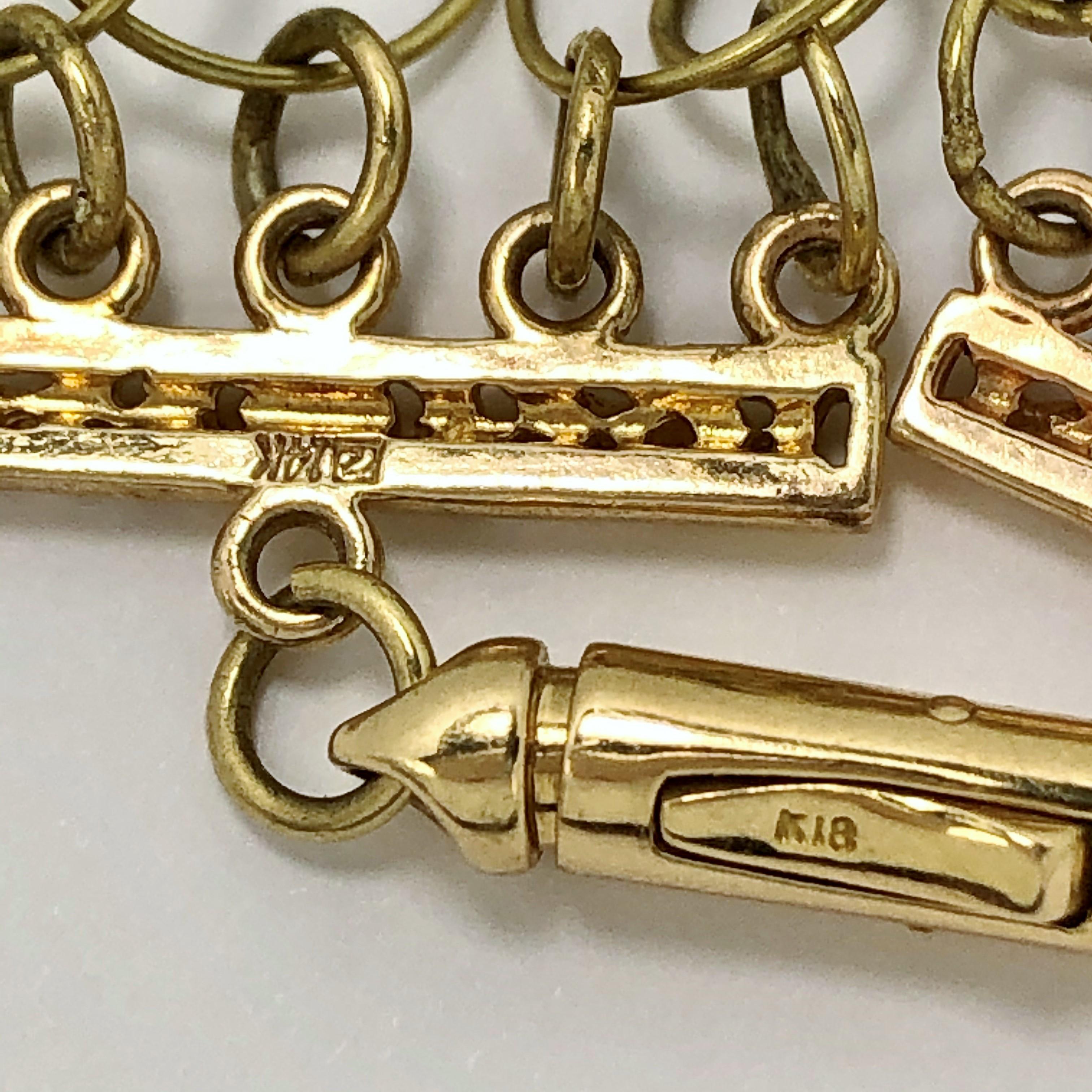 Gold Interlocking Wire Link Bracelet with Pearls 9