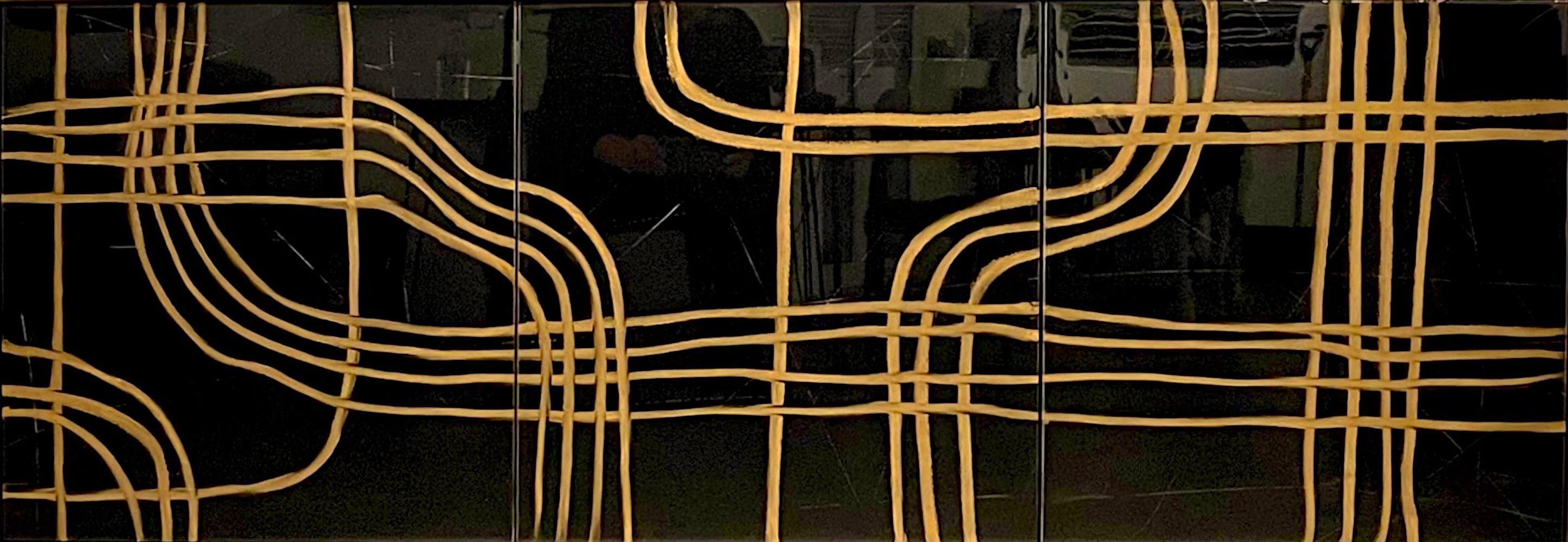 Gold-Intersect von Morgan Clayhall, Mix-Media-Kunstwerke auf Türen im Zustand „Neu“ im Angebot in Toronto, CA