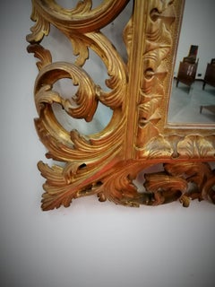 Gold Italian 18th Century Inlaid Wood Mirror