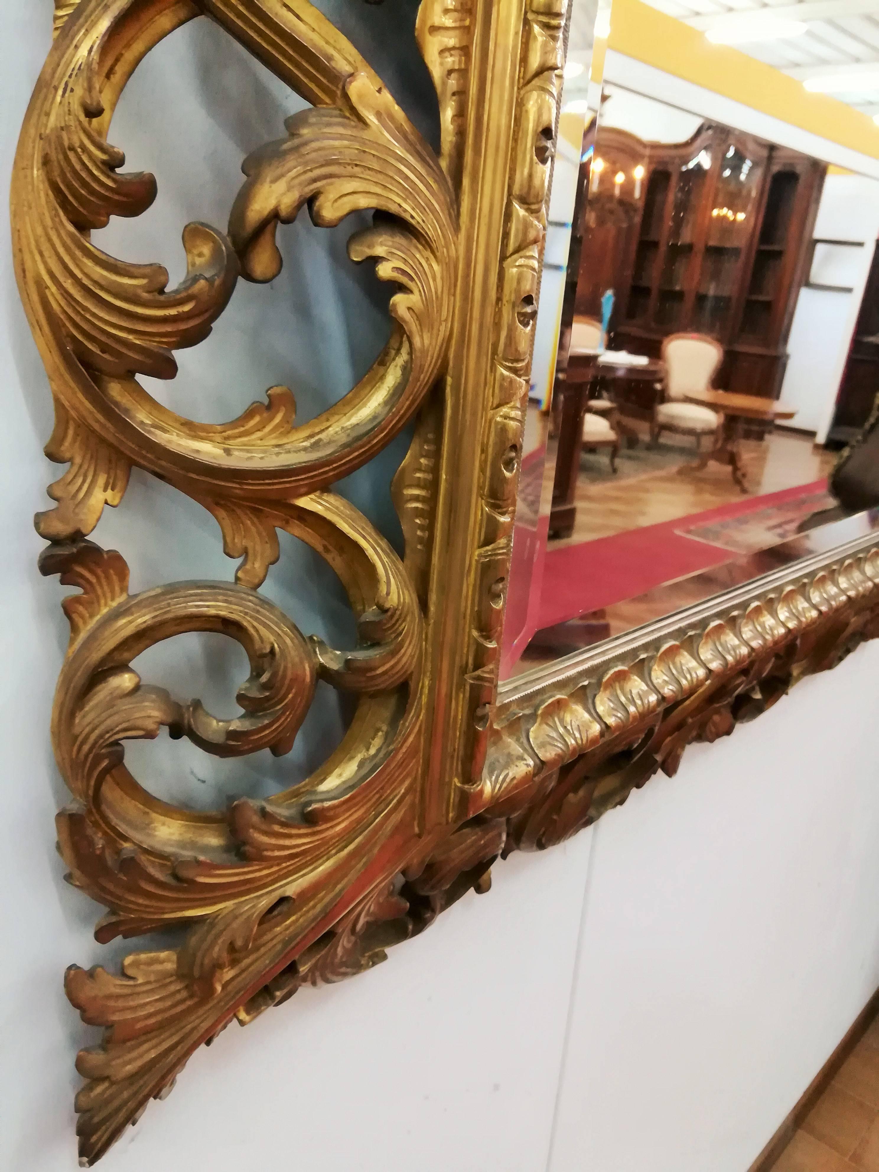Inlay Gold Italian 18th Century Inlaid Wood Mirror For Sale