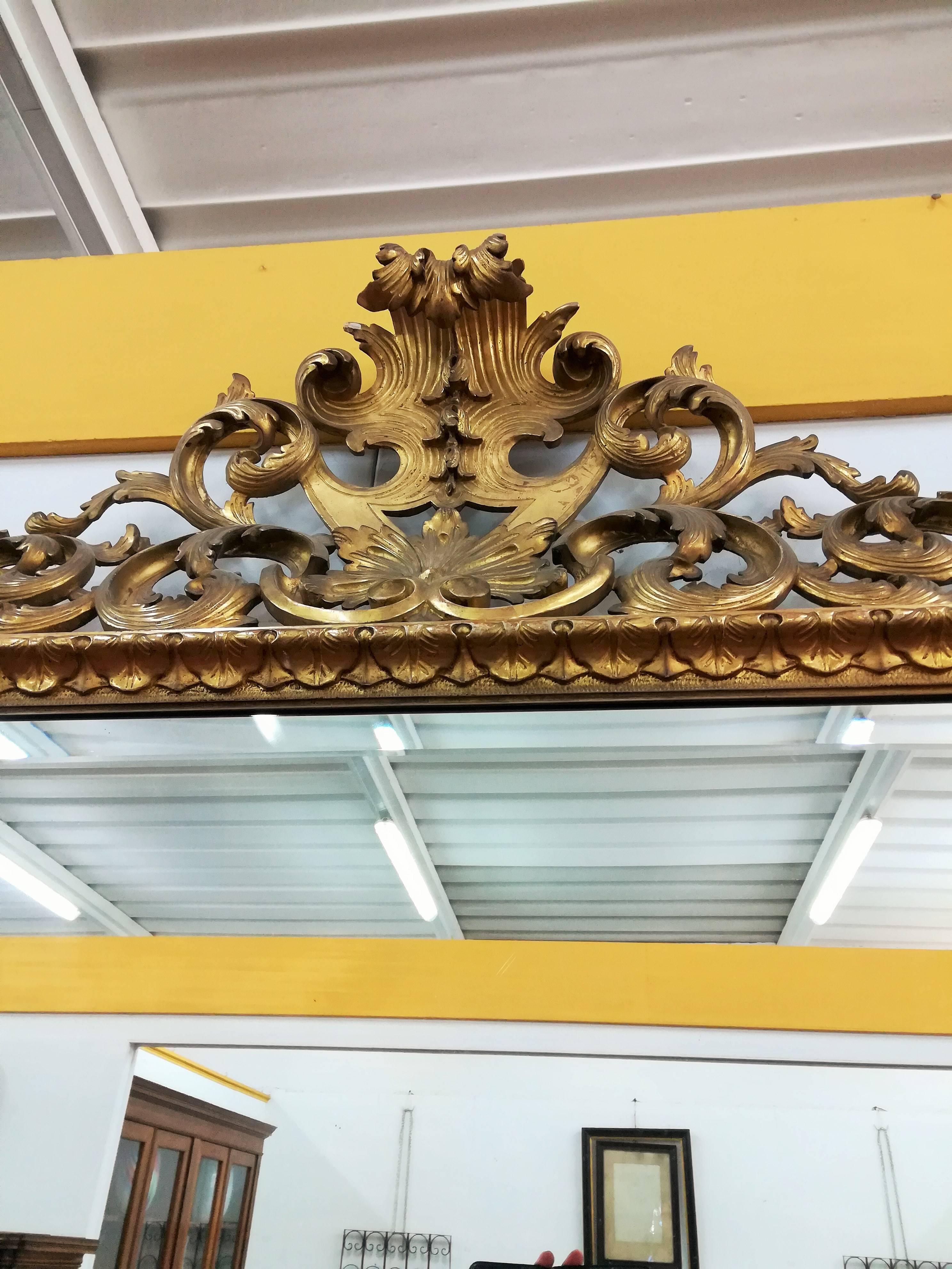 Gold Italian 18th Century Inlaid Wood Mirror For Sale 1