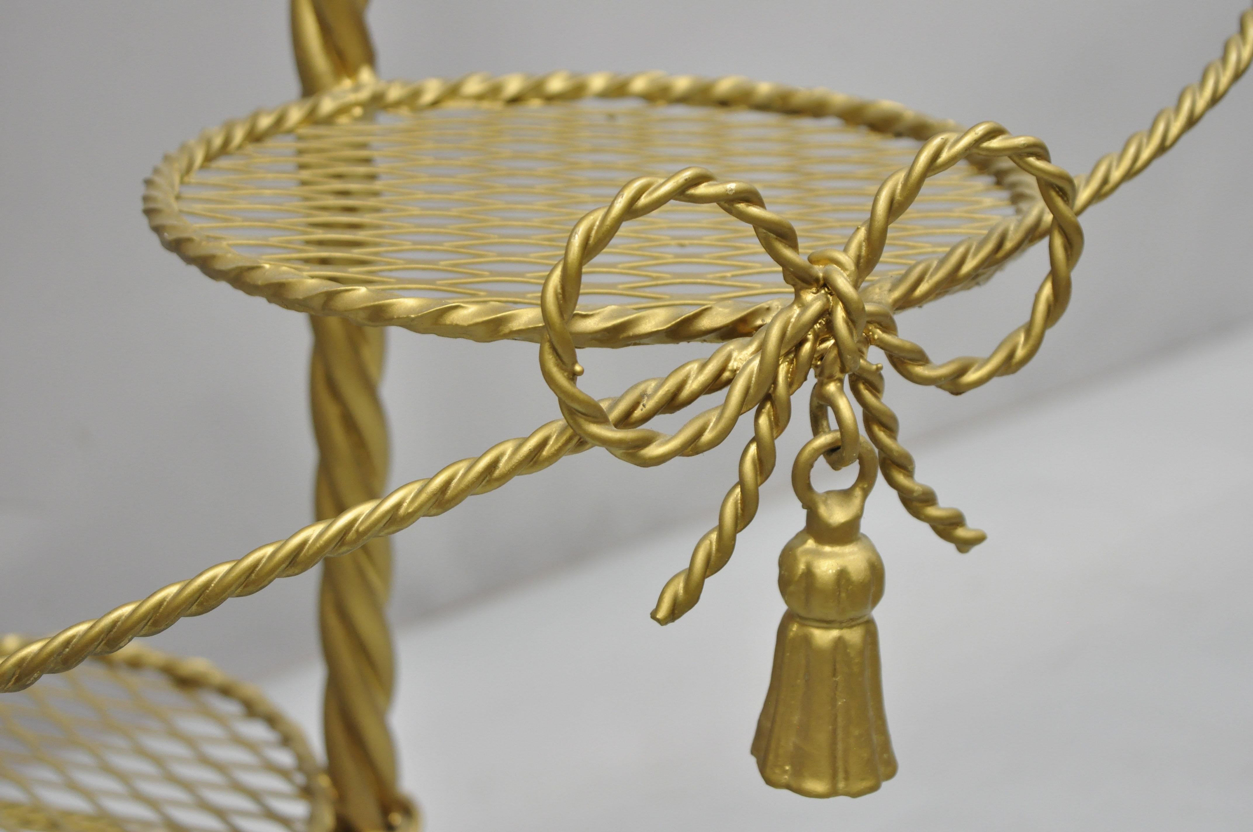 Gold Italian Hollywood Regency Iron Spiral Staircase Tall Plant Stand Planter In Good Condition In Philadelphia, PA