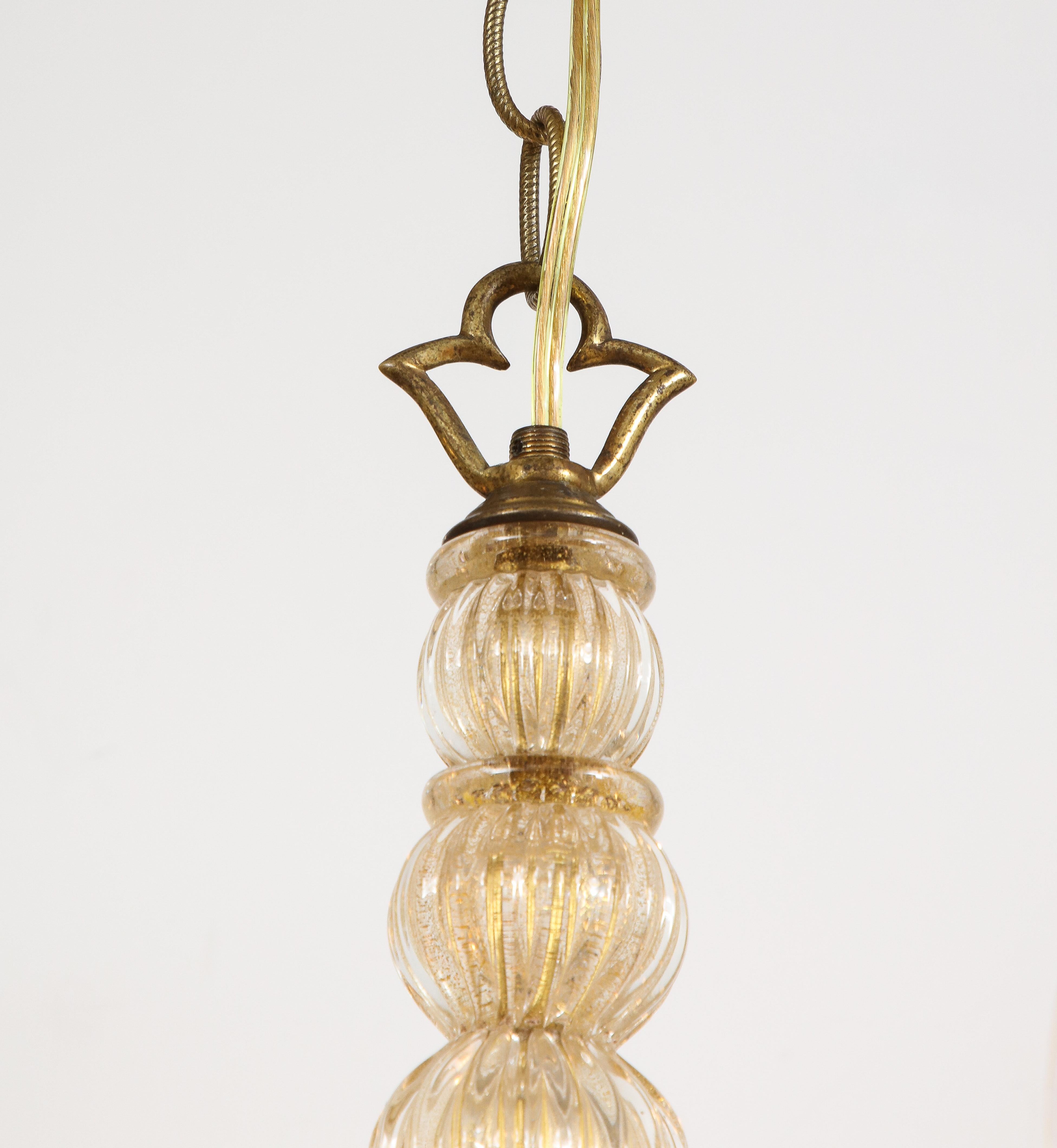 Gold Italian Murano Midcentury 6 Arm Neoclassical Style Chandelier For Sale 2