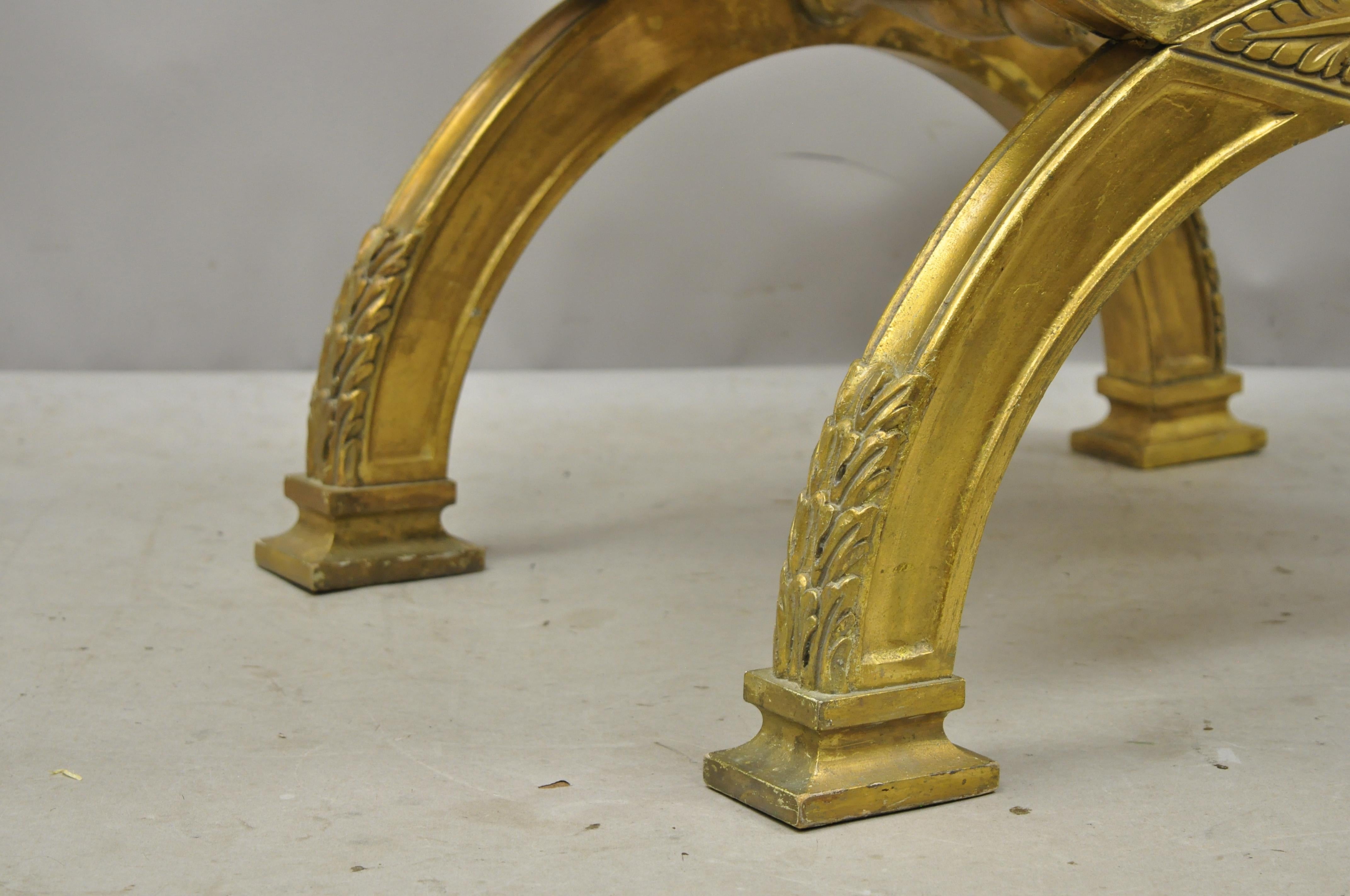 Gold Neoclassical Style Giltwood Carved Curule Bench Maitland Smith Attributed 2