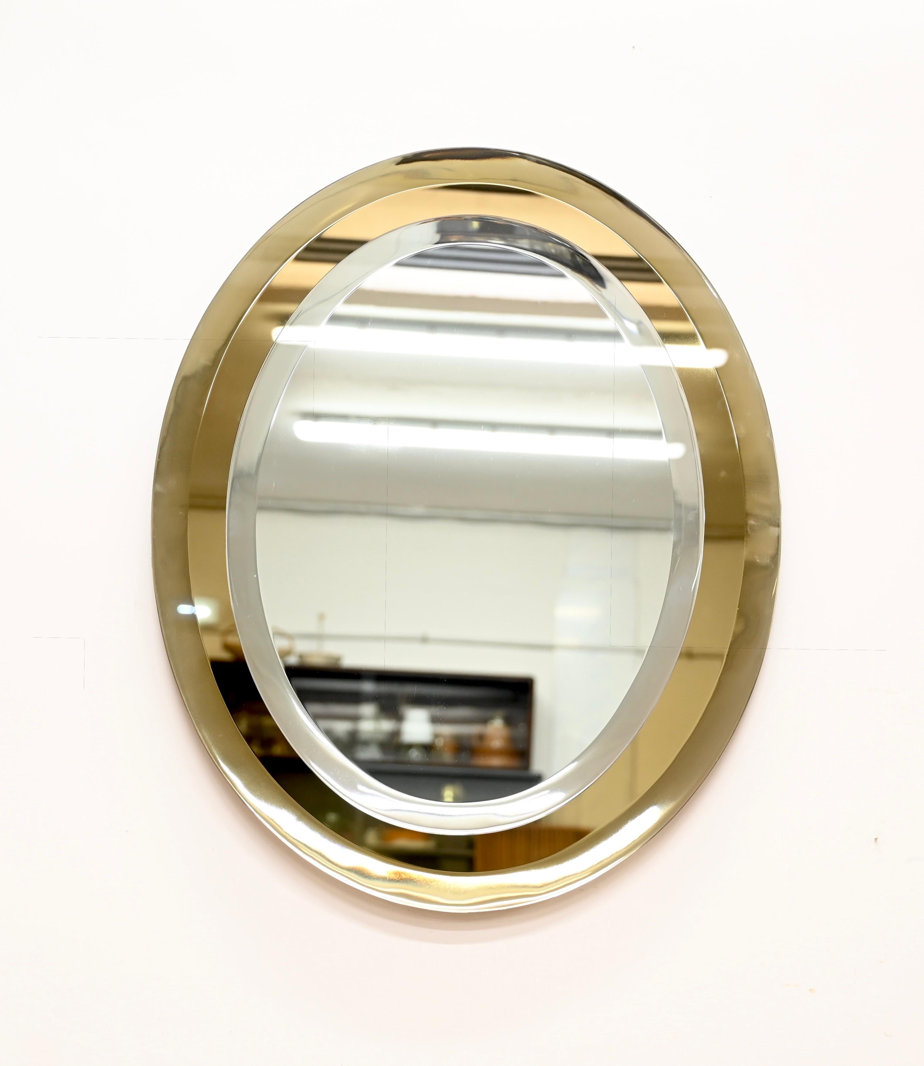 Gold Italian Oval Double Beveled Mirror by Cristal Arte, Italy 1950s For Sale 4