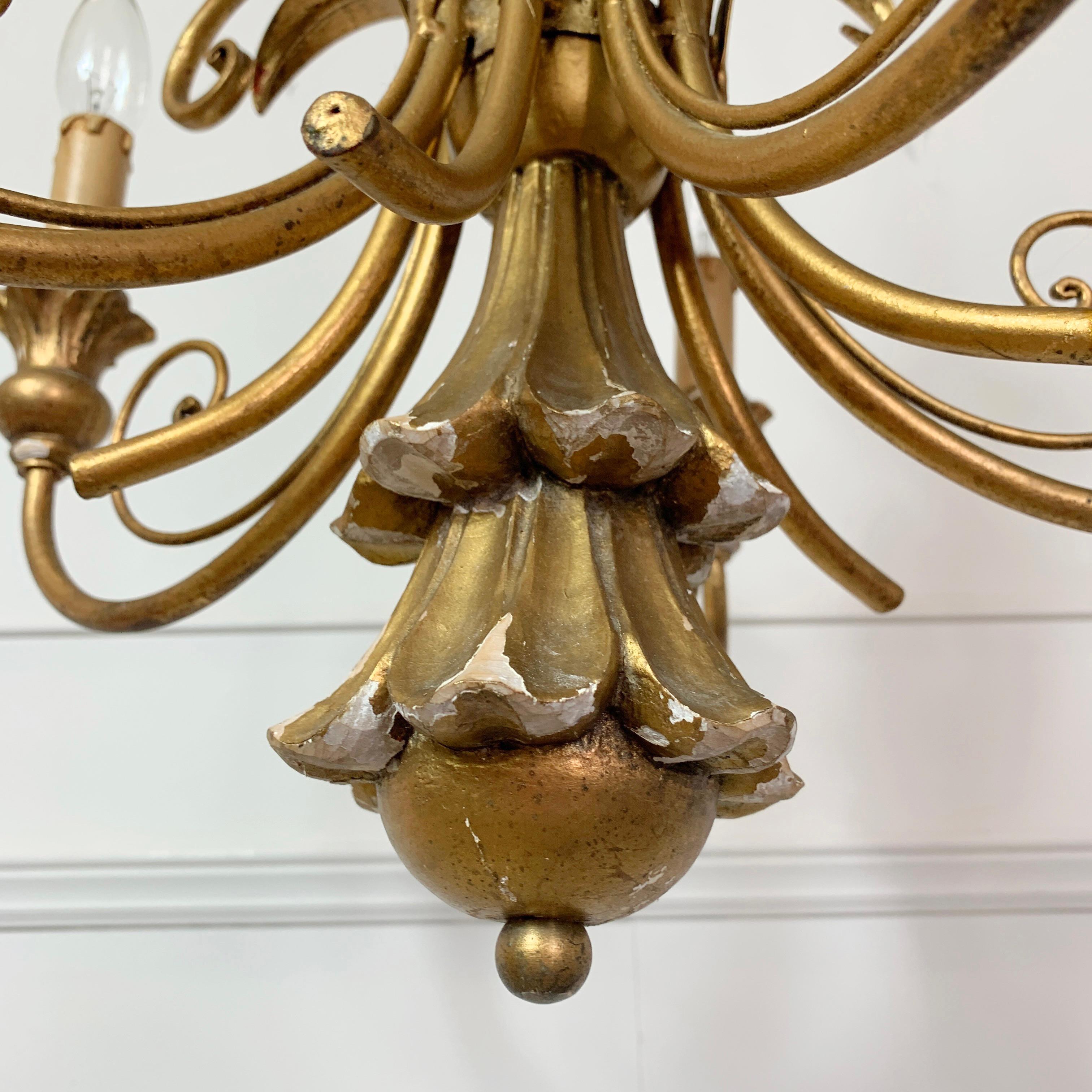 Gold Italian Scroll Chandelier, circa 1960s For Sale 4