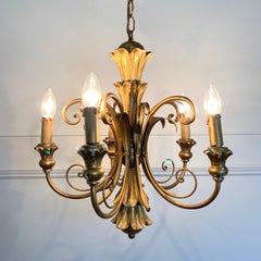 Gold Italian Scroll Chandelier, circa 1960s