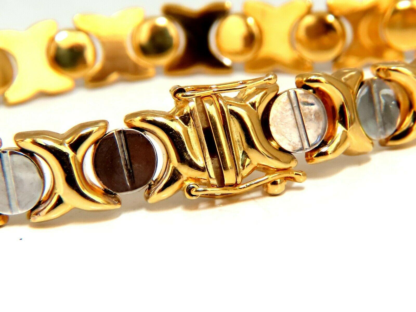 Bracelet italien en or à maillons à vis en X bicolore 14 carats Neuf - En vente à New York, NY