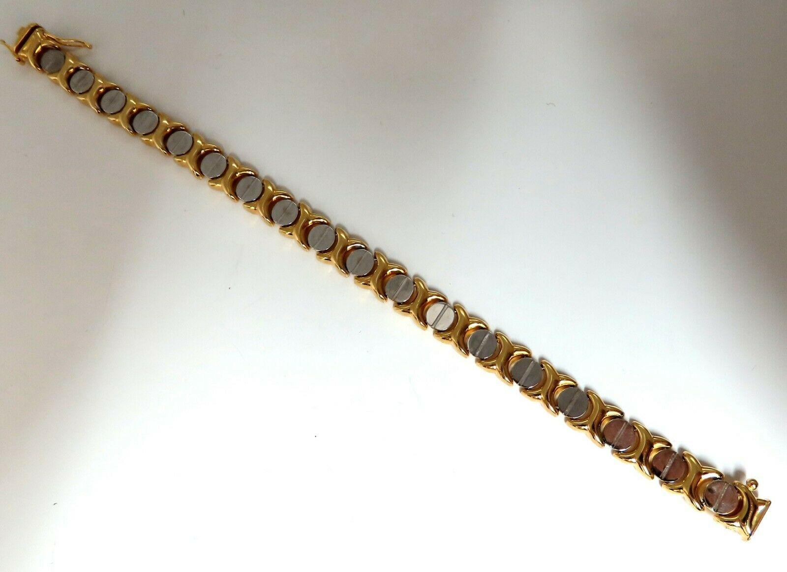 Bracelet italien en or à maillons à vis en X bicolore 14 carats Unisexe en vente