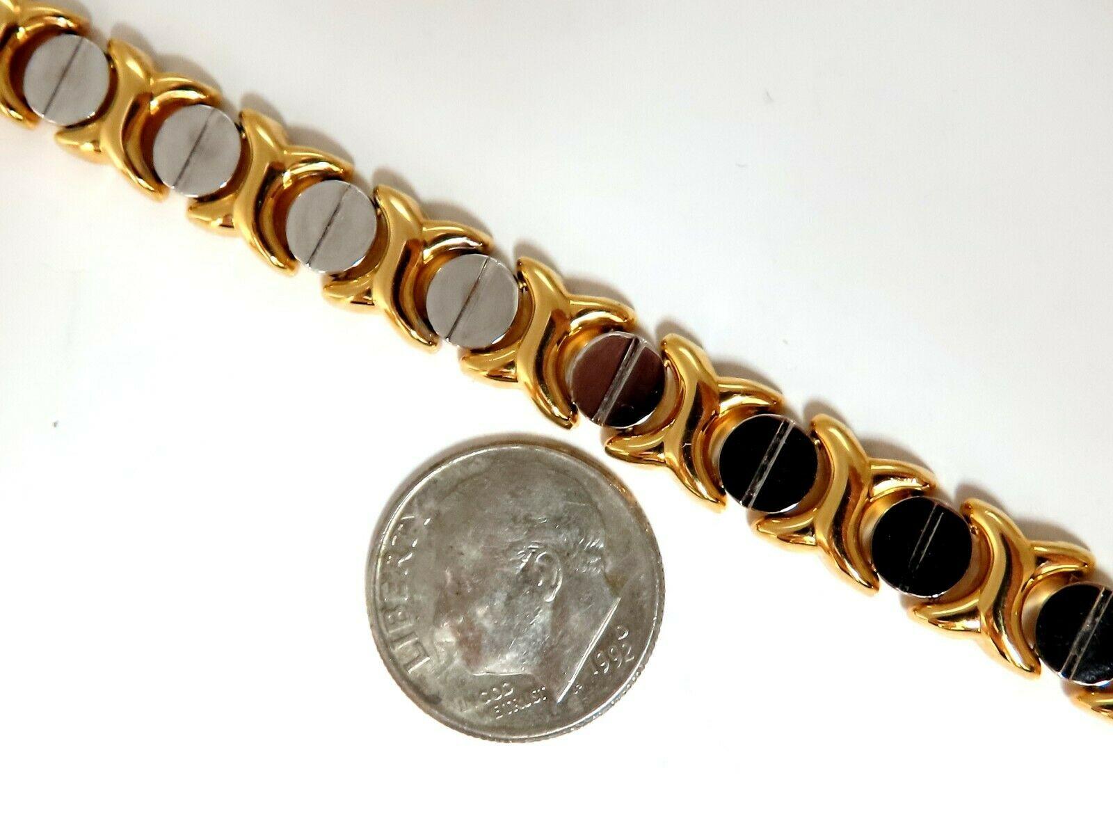 Bracelet italien en or à maillons à vis en X bicolore 14 carats en vente 1