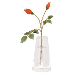 Vintage Gold, Jade, and Coral Flower Sprig in the Style of Fabergé