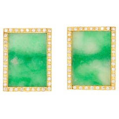 Vintage Gold Jade Diamond Earrings