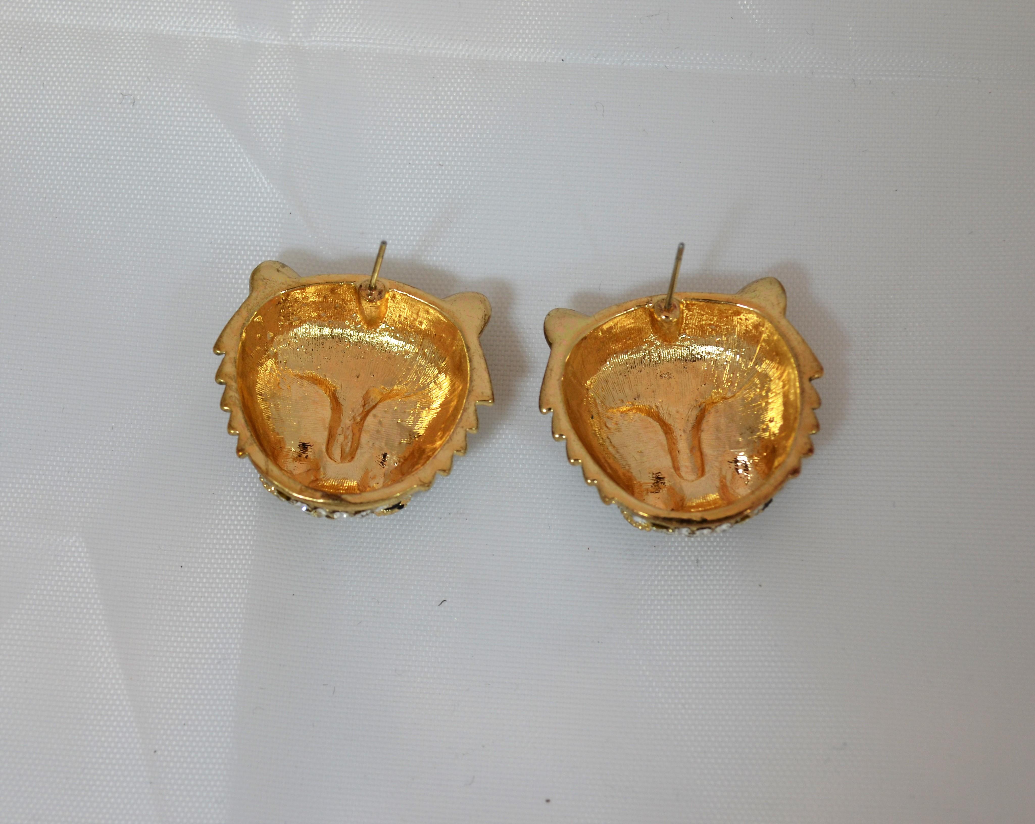 Gold Jaguar Necklace and Earrings Set with Rhinestones 8