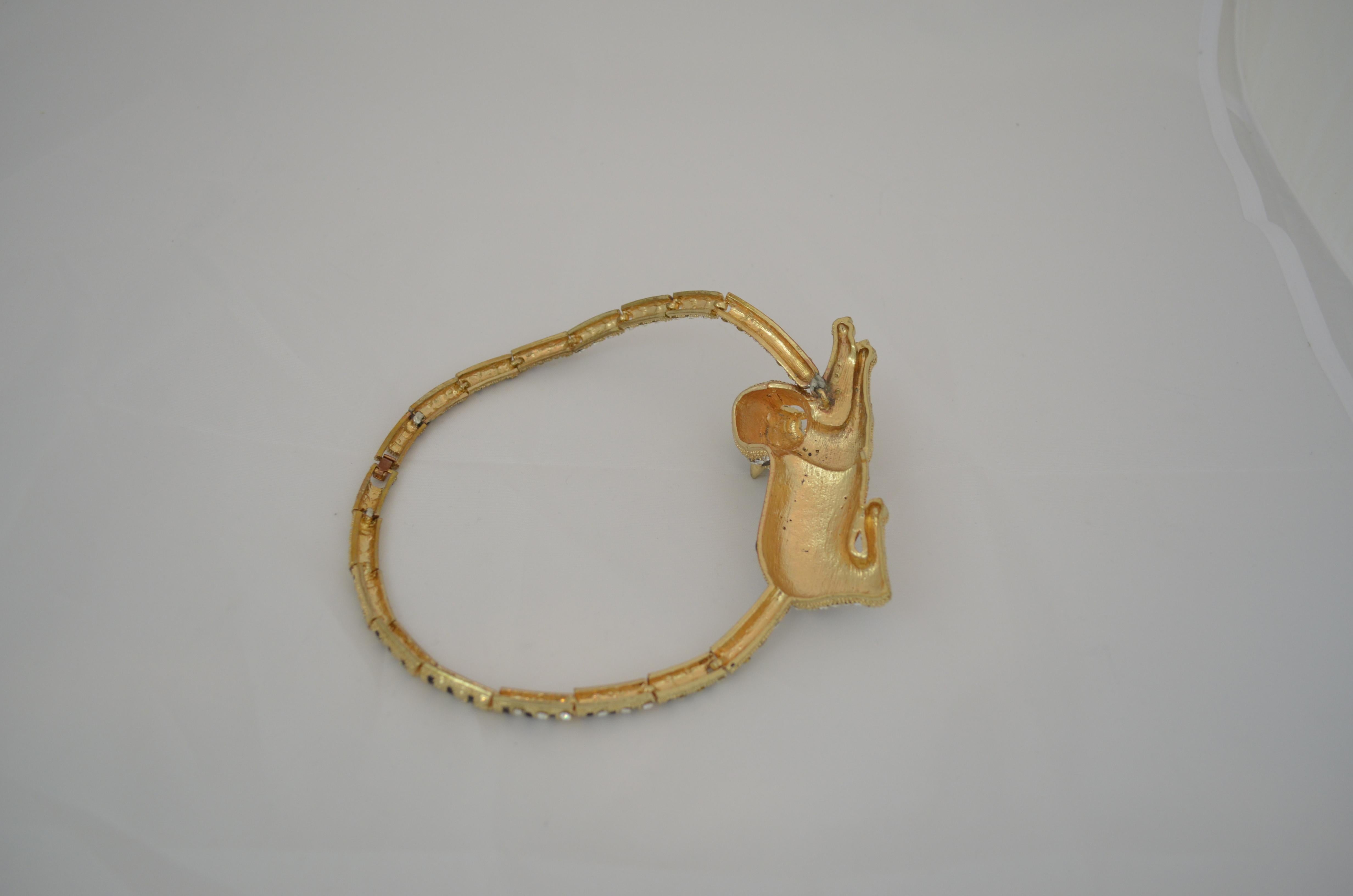 Gold Jaguar Necklace and Earrings Set with Rhinestones 1