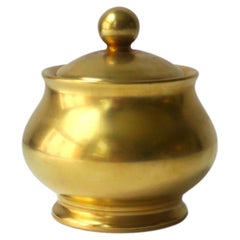Takashimaya Gold Japanese Porcelain Condiments or Sugar Bowl 