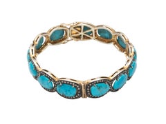 Brazalete de oro Jennifer Miller Turquesa y diamantes
