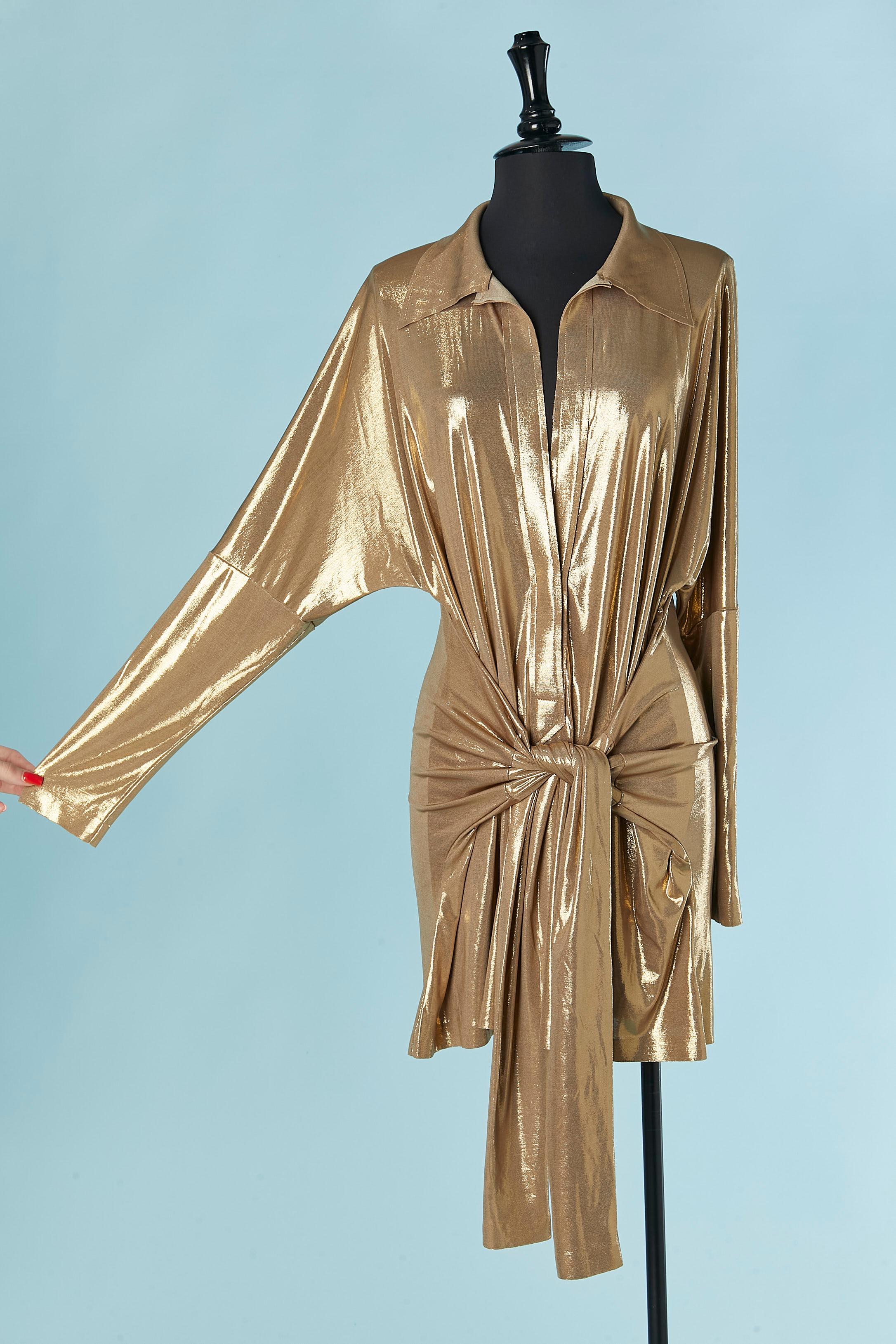 Brown Gold jersey cocktail dress NORMA KAMALI For Sale