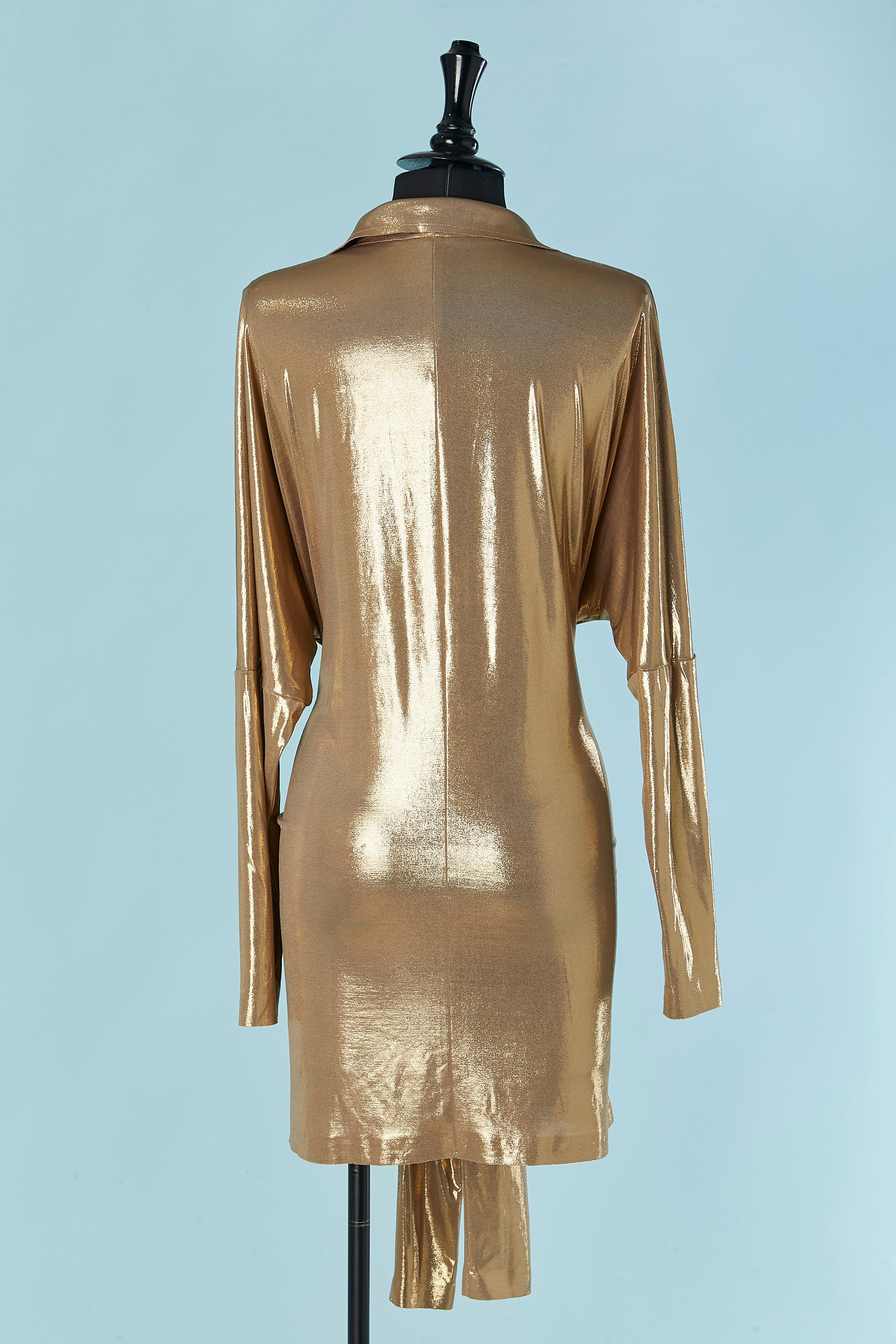 Gold jersey cocktail dress NORMA KAMALI For Sale 1