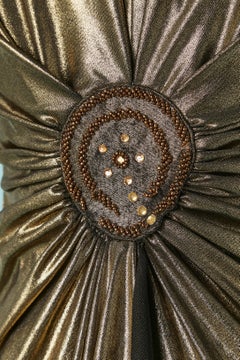 Gold jersey cocktail dress with beadwork ROBERTO CAVALLI