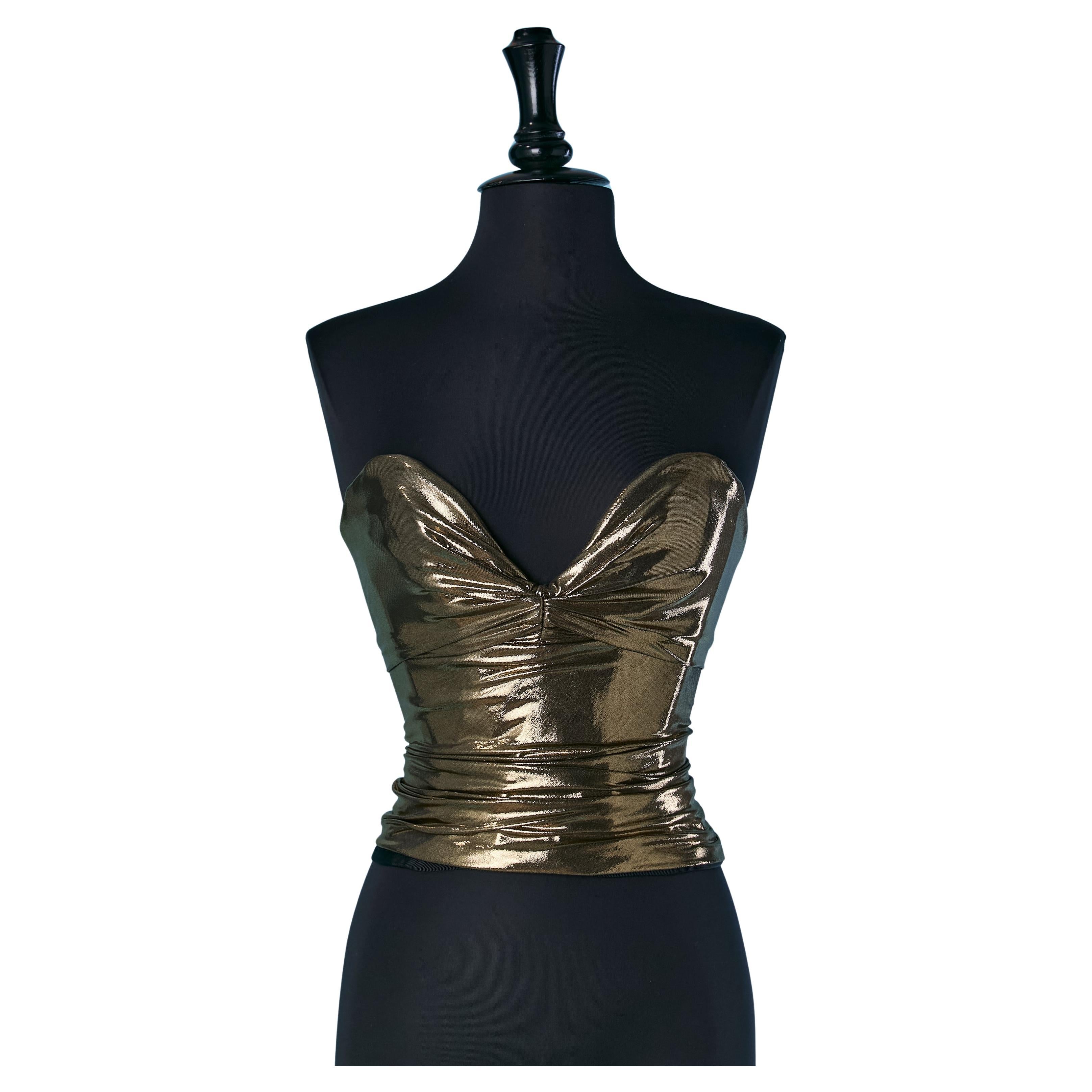 Bustier drapeado de punto dorado ALEXANDRE VAUTHIER en venta