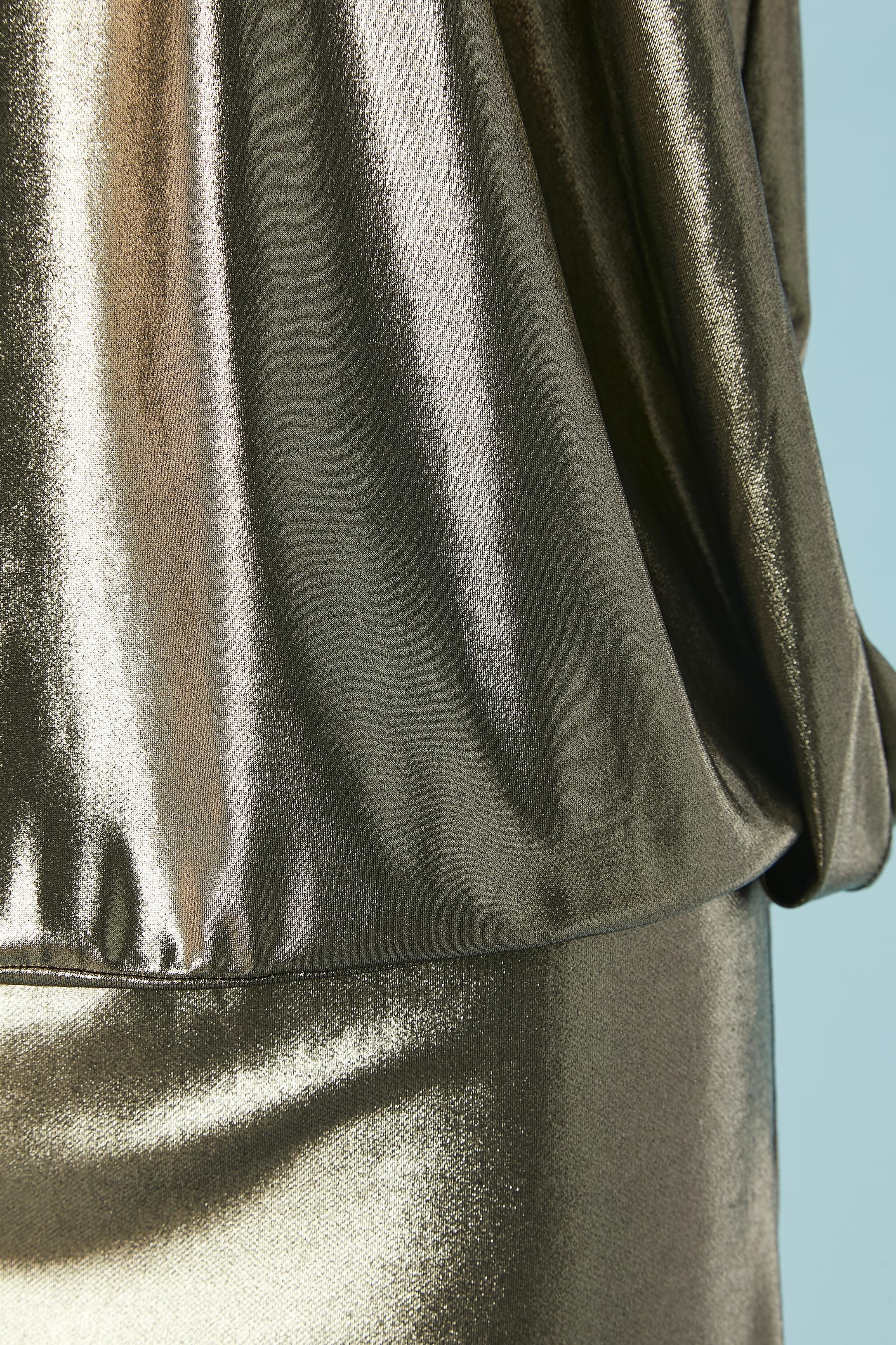 Gray Gold jersey lamé cocktail mini dress Just Cavalli For Sale