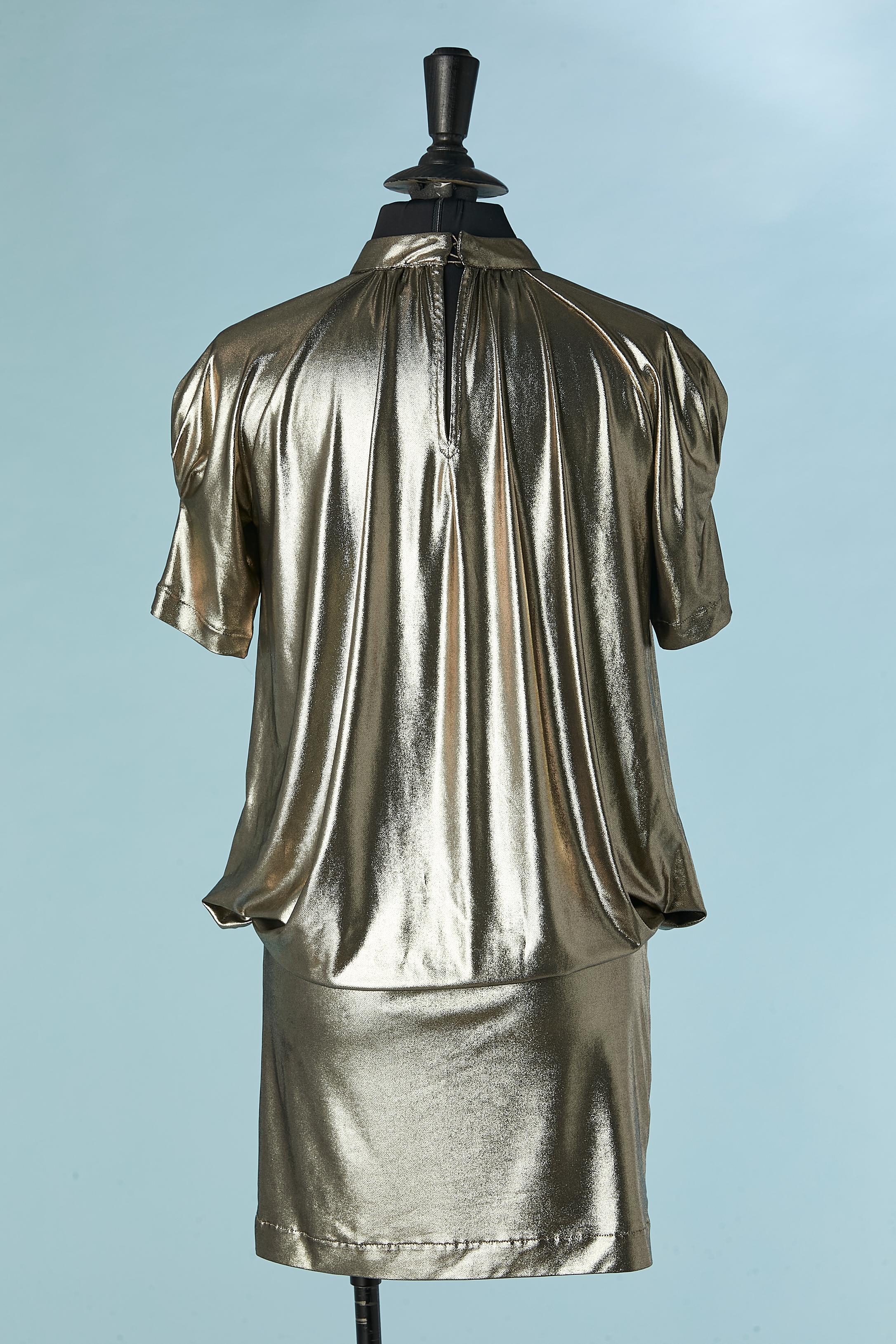 Women's Gold jersey lamé cocktail mini dress Just Cavalli For Sale