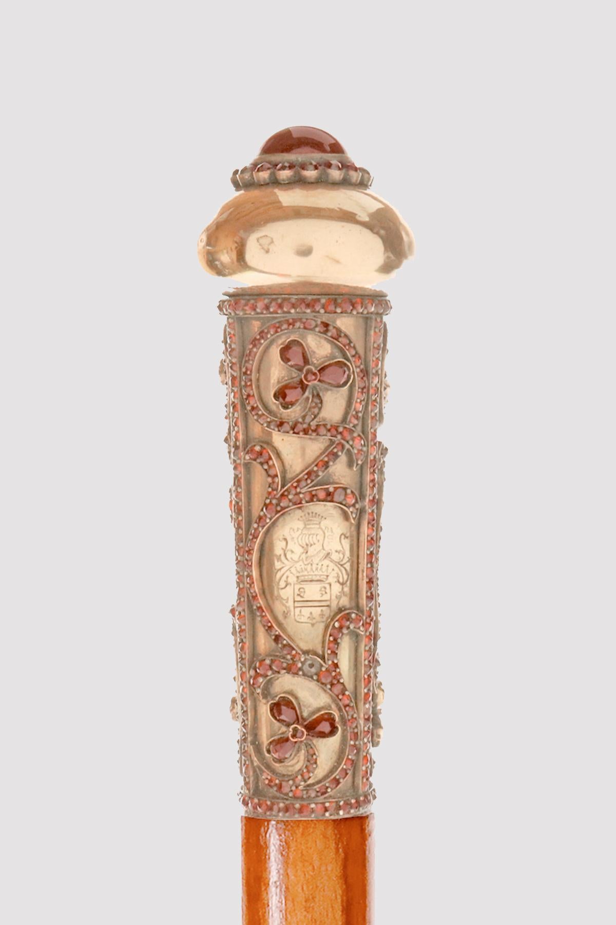 Bâton de marche en or avec pierre en grenat. Par Antoine Bricteux, France 1901. en vente 4