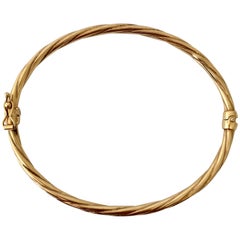 Gold Jewelry Bangle Bracelet Twisted Braided Design Lightweight