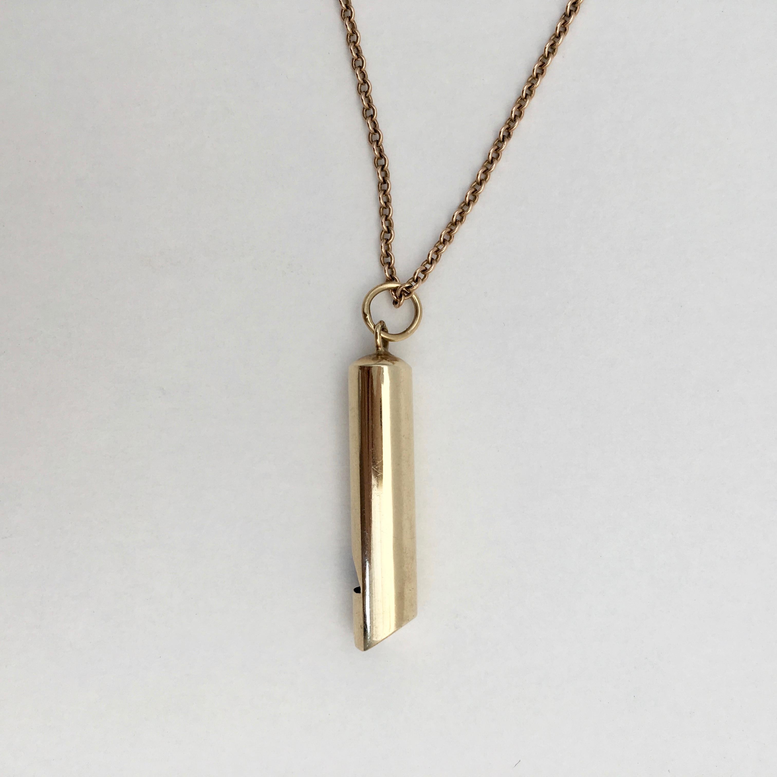 Gold  Jewelry Working Whistle Charm Pendant 1970s Sport Dog Walker Rave In Excellent Condition In London, GB