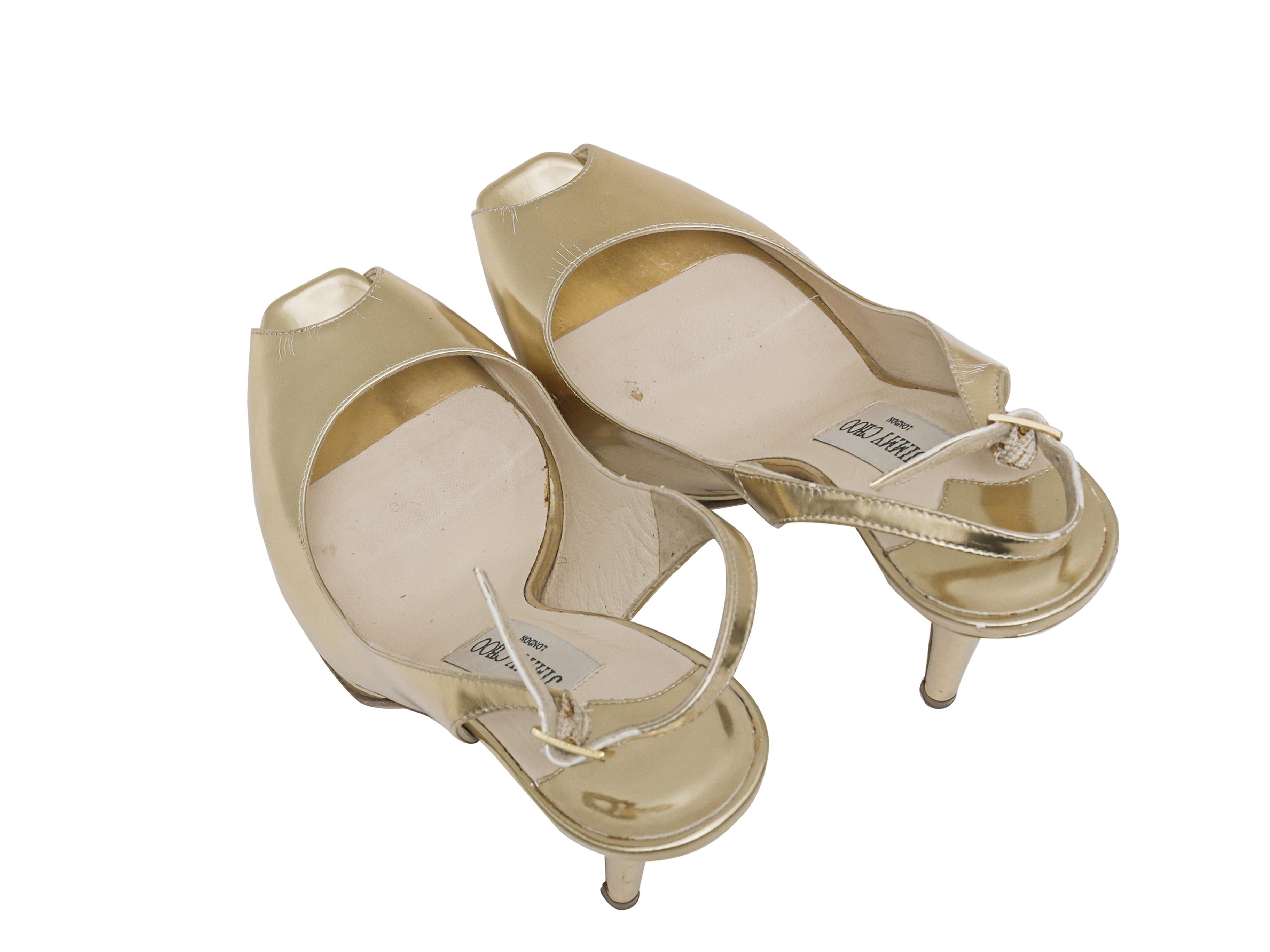 Marron Jimmy Choo - Escarpins à plateforme à bout ouvert, dorés, taille 37 en vente
