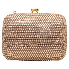 Borsa da sera Judith Leiber oro con cristallo e mini conchiglia rigida