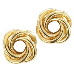 Gold Knot Clip on Earrings