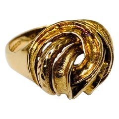 Gold Knot Dome Ring, 9 Karat Gold, Made in England