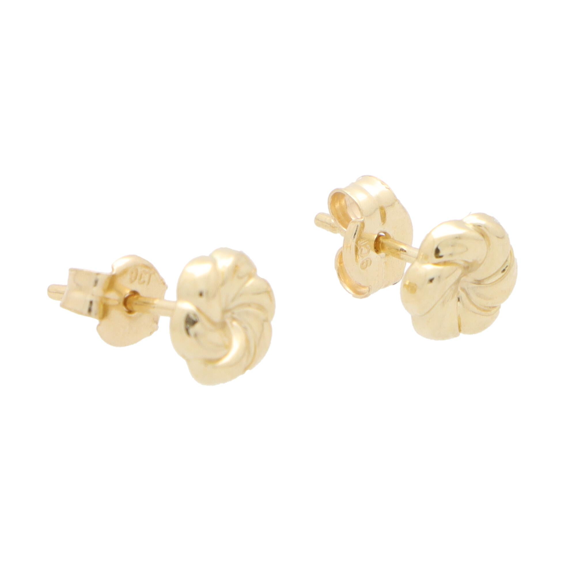 Modern Gold Knot Earrings in 9k Yellow Gold
