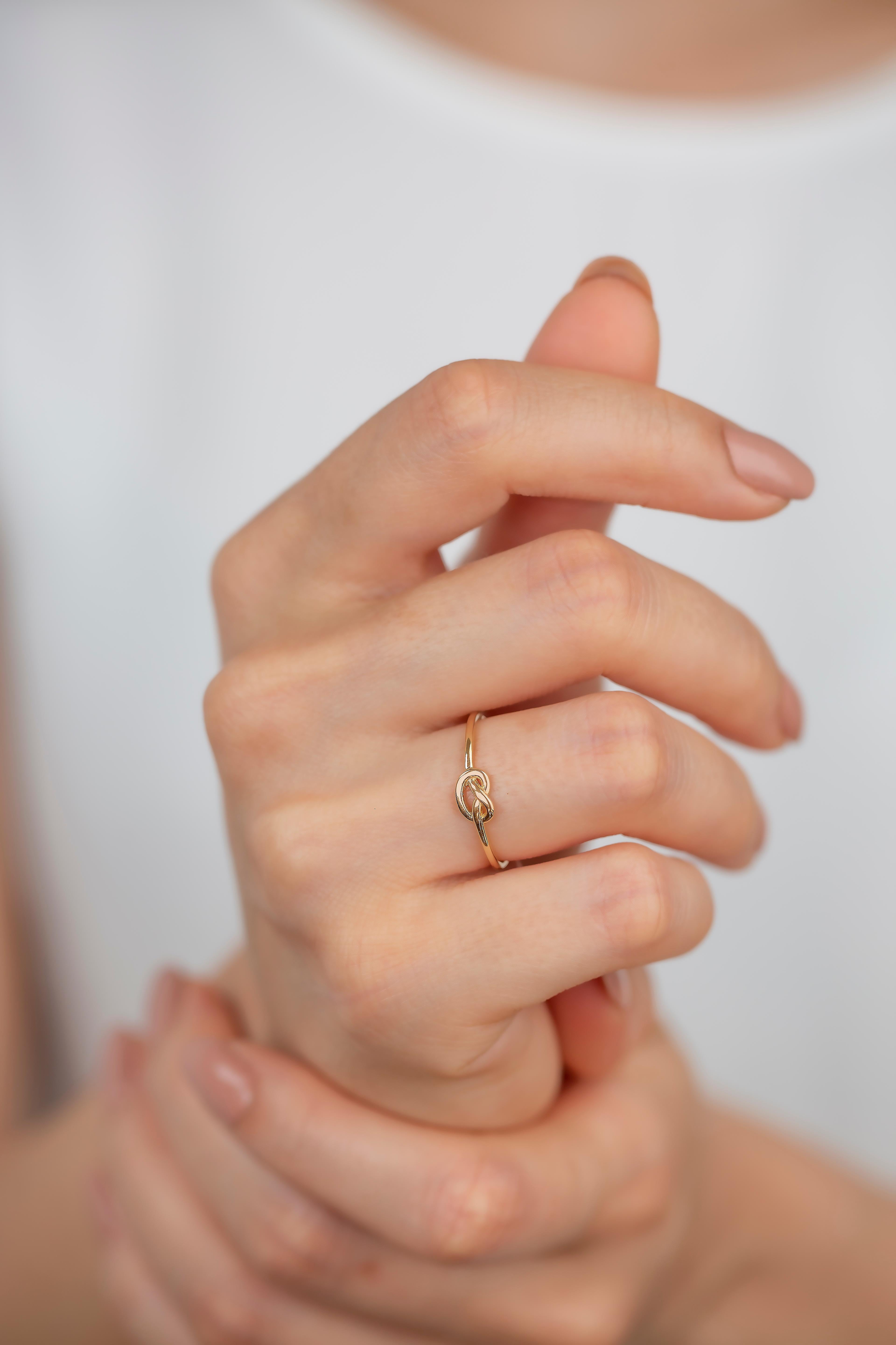 For Sale:  Gold Knot Ring, 14k Solid Gold, Dainty Ring, Minimalist Style Ring, Promise Ring 4