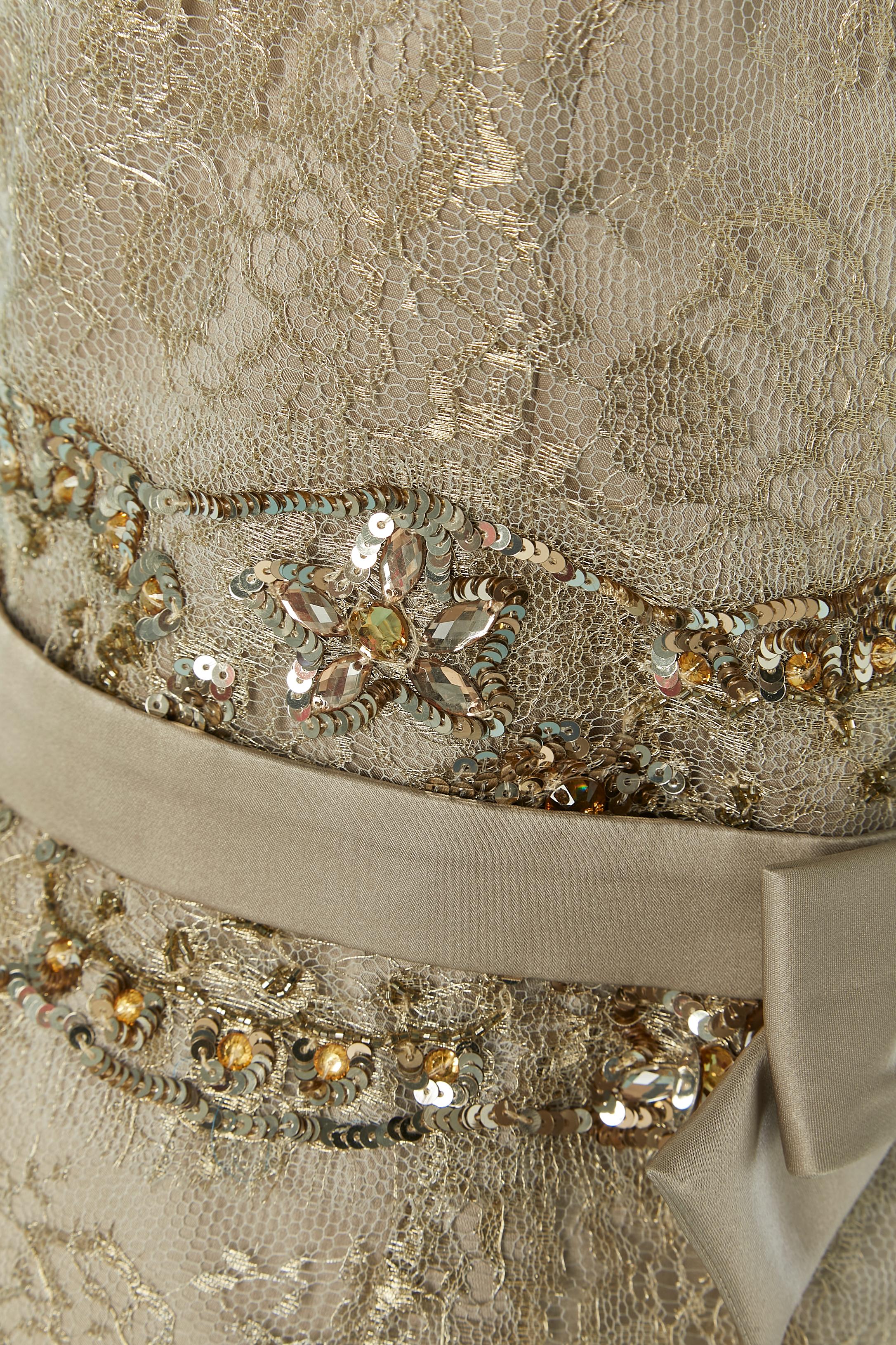 Donna Abito da cocktail in pizzo oro con paillettes ZUHAIR MOURAD in vendita