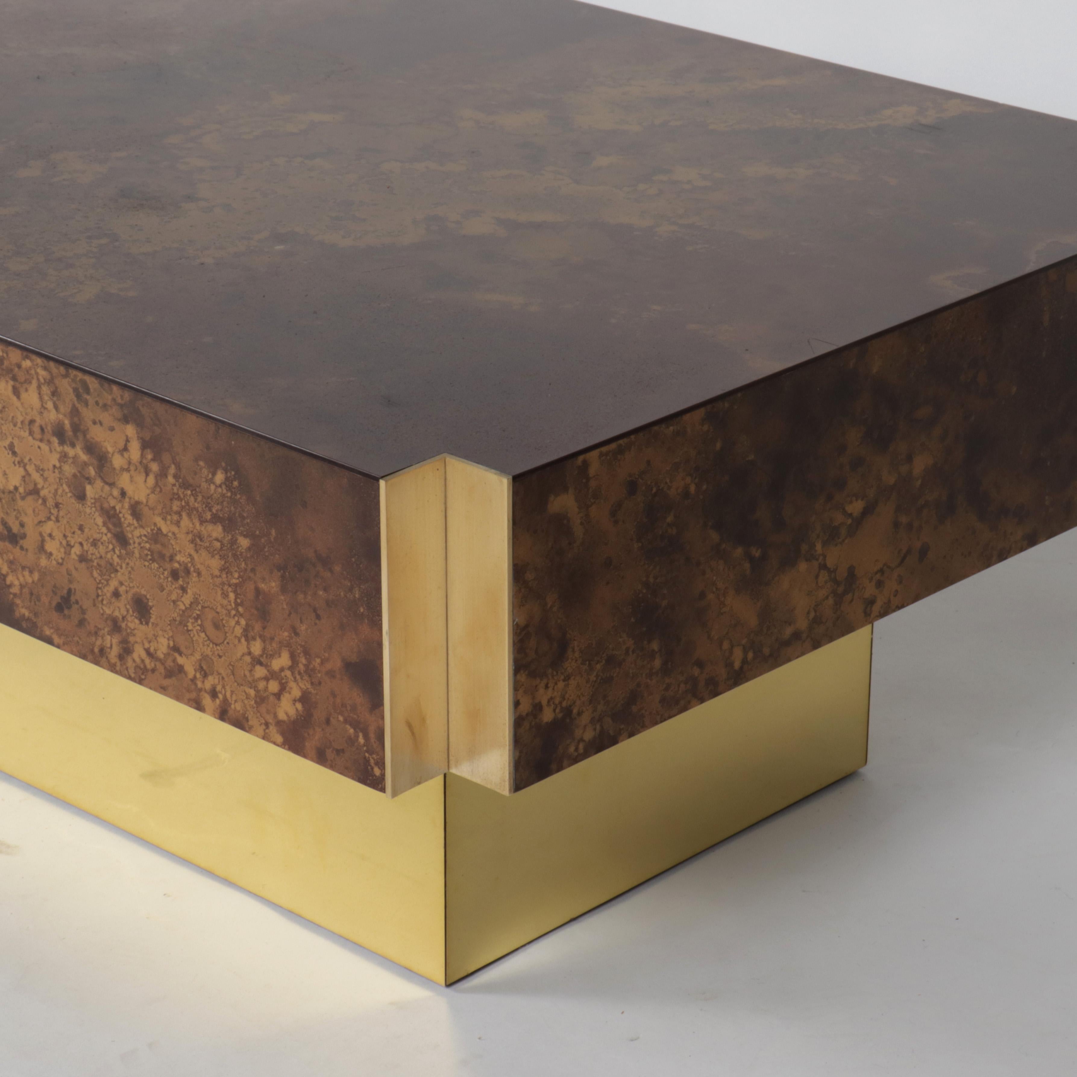 Gold lacquer and brass Maison Jansen coffee table C. 1970.